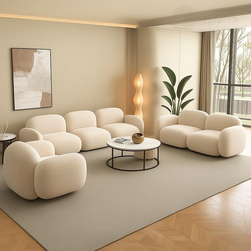 Aroma Homes Modern Cream Sofa – Minimalist 2-Seater Couch for Living Room, Office or Studio - Image 1